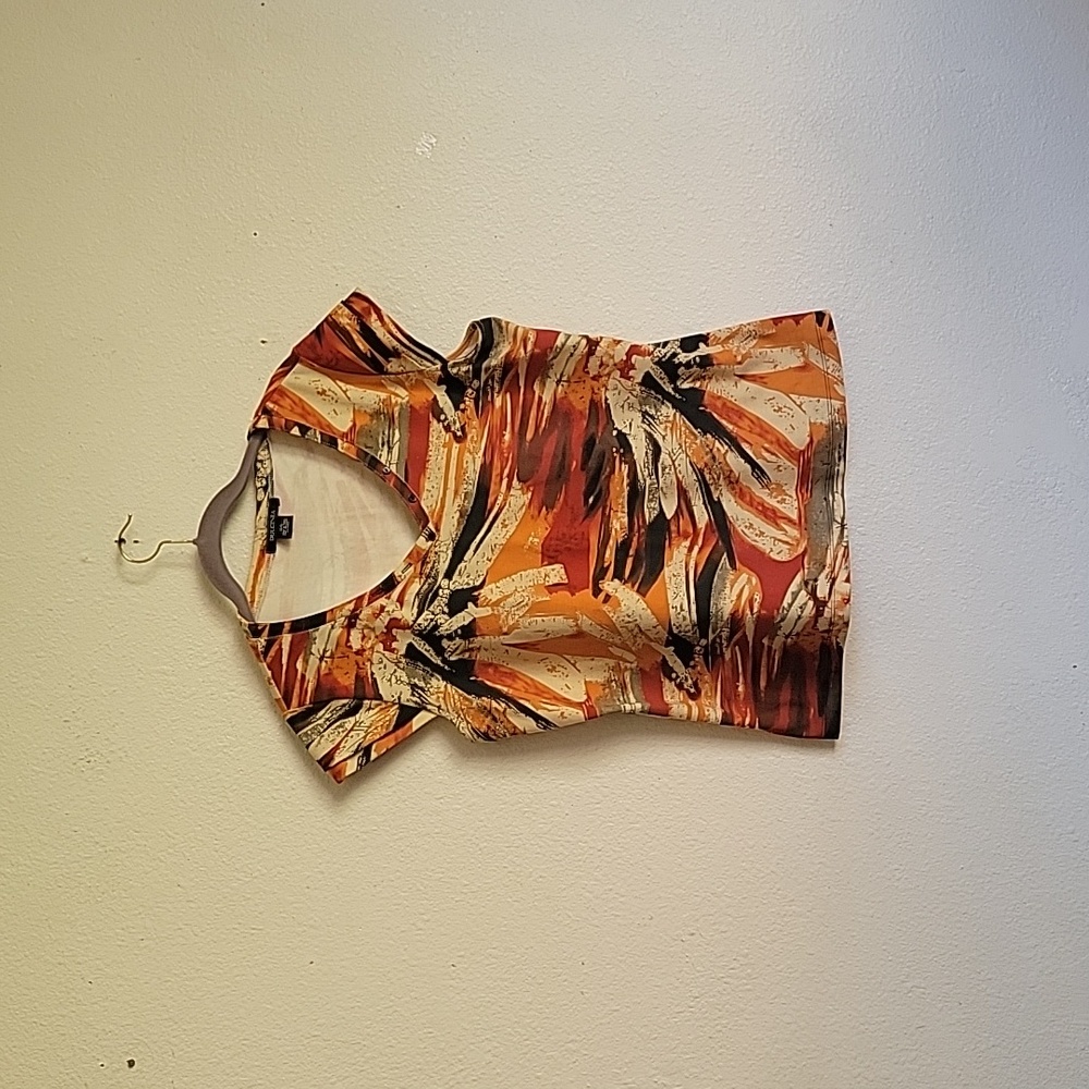 DULCINEA vneck blouse size G/L Colorful small sleeves